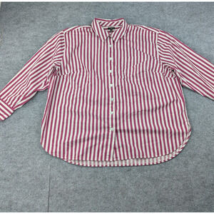 Talbots Button Up Shirt Womens 2X Striped Cotton Preppy Staple Career Classic